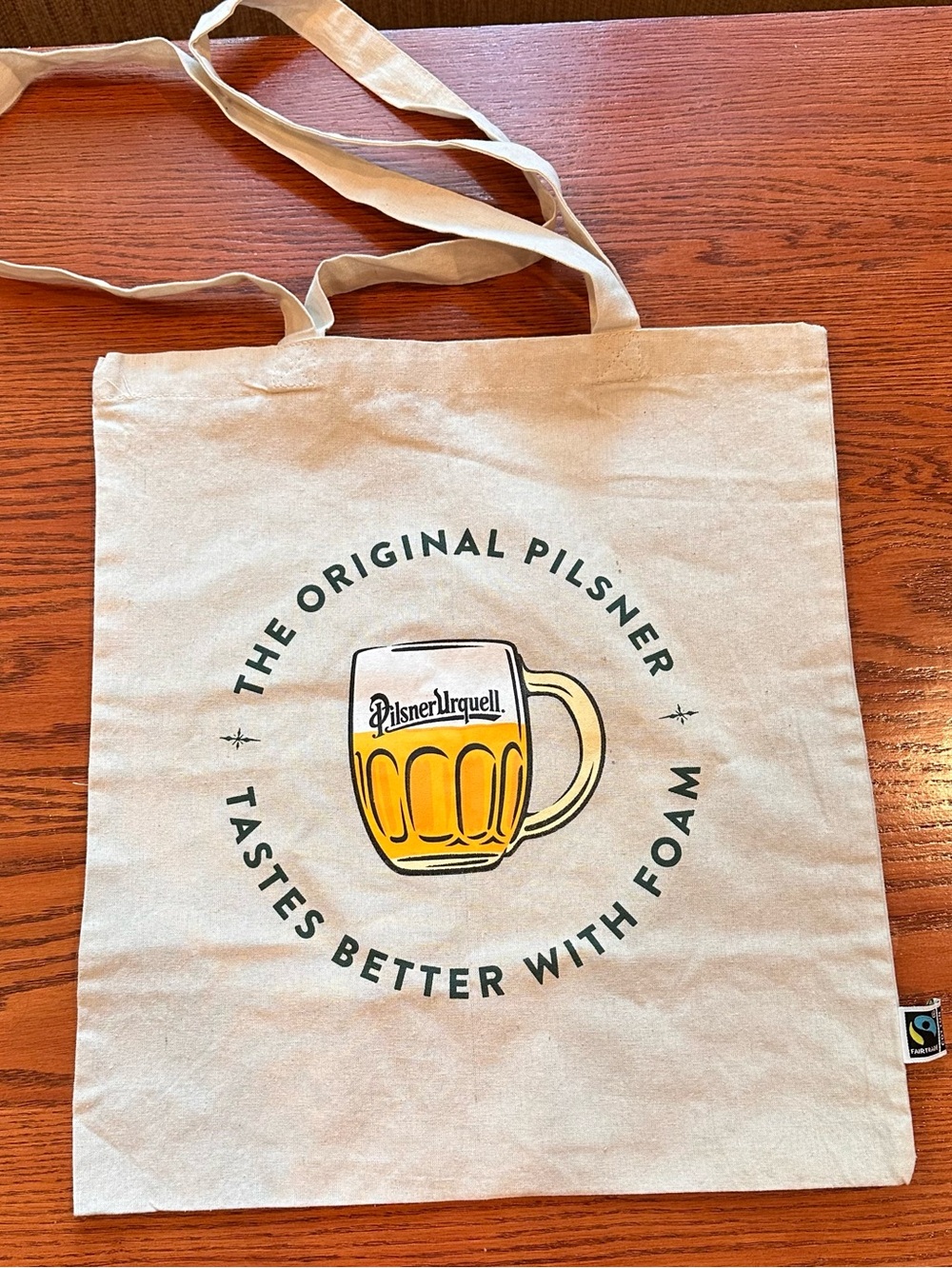 Pilsner Tote Bag Cream with Yellow Beer Mug Graphic